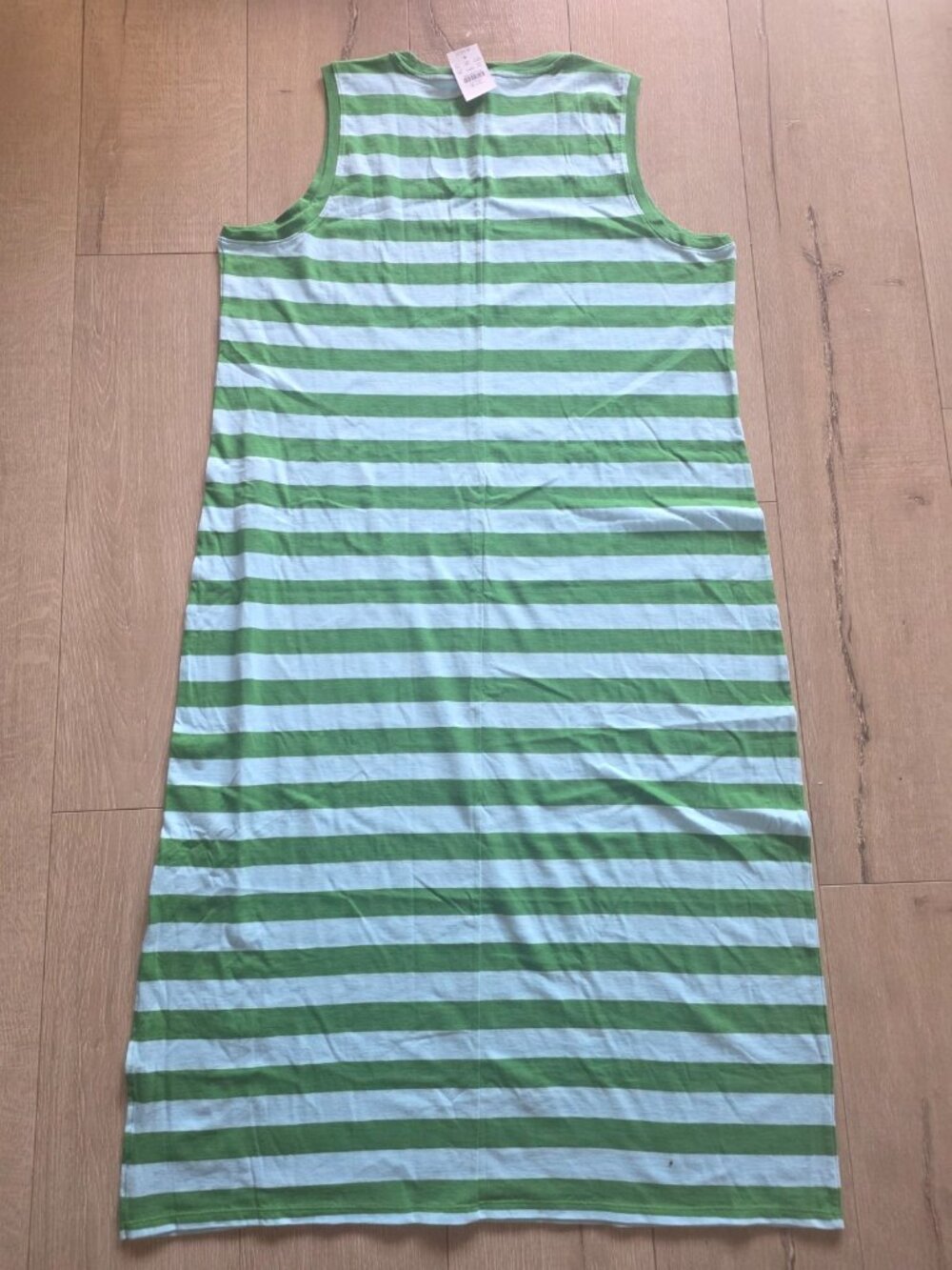 J.Crew Midi Dress Womens XXL Green Blue Striped Summer Resort Effortless CK538 - Picture 2 of 8